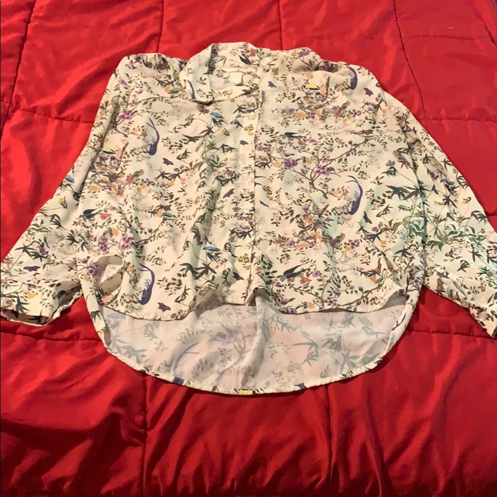 H&M bird and floral blouse